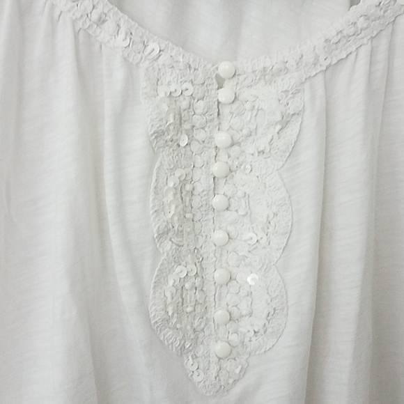 LOFT blouse small white dolman boho coastal neutral - Picture 3 of 6